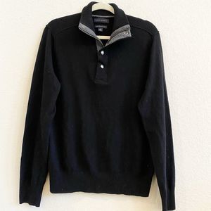 Banana Republic Mens Black Long Sleeve Pullover Sweater M Italian Merino Wool‎